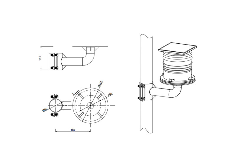 Solar low intensity aviation obstruction light with steady quality over 32cd and low power consumption with 3W